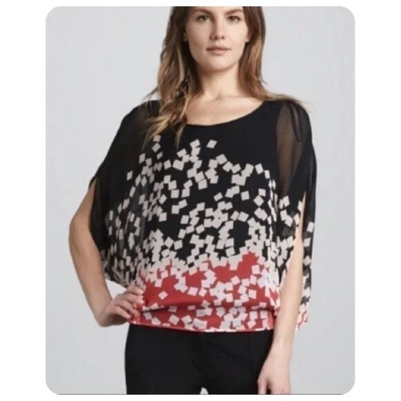 !! Diane Von Furstenberg Silk Robyn Top Blouse sz P - Picture 1 of 7